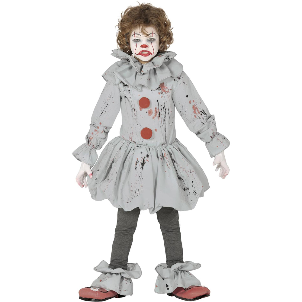 Fiestas Guirca Grey and Red Clown Kids Halloween Costume 10 to 12 Years Image 1