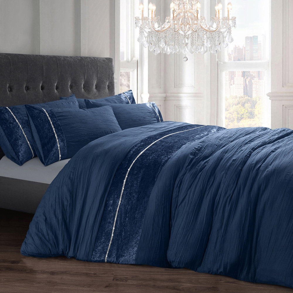 Velosso Diamante Single Navy Orleans Duvet Set Image 1