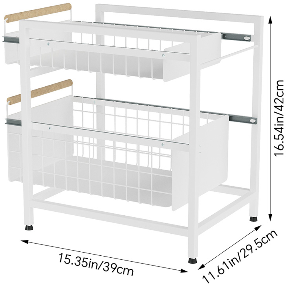 Living and Home 2 Shelf White Pull-Out Cabinet Organiser 29.5cm Image 8