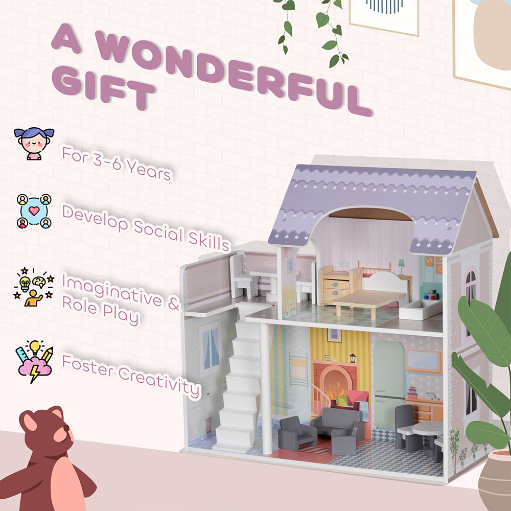 Tommy Toys 13 Pieces 2 Storey Dolls House Play Set Image 5