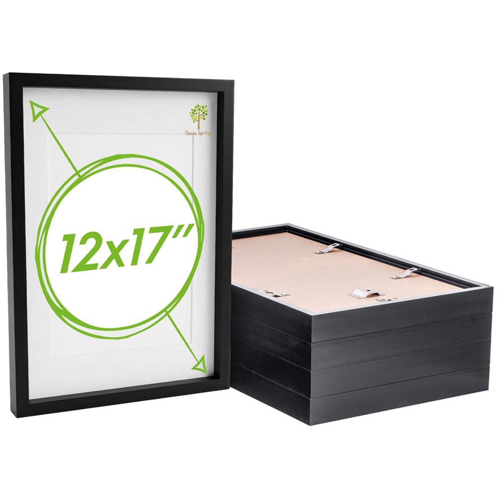 Nicola Spring Black Photo Frame 12 x 17 inch with White A4 Mount 5 Pack Image 1