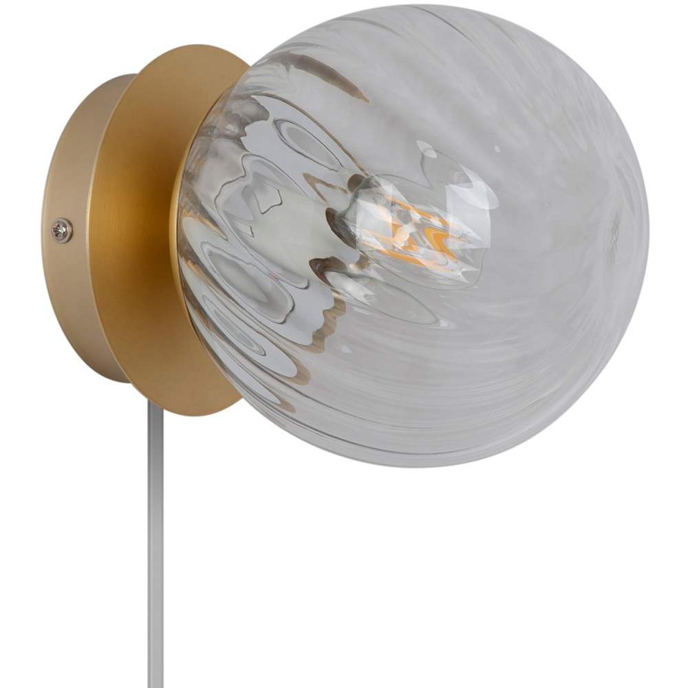 Nordlux Chisell Brass Swirled Glass Dome Wall Light Image 1