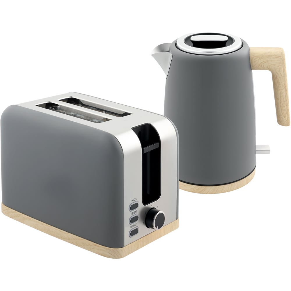 HOMCOM 800-234V70GY Grey 1.7L Electric Fast Boil Kettle and 2 Slice Toaster Set Image 1