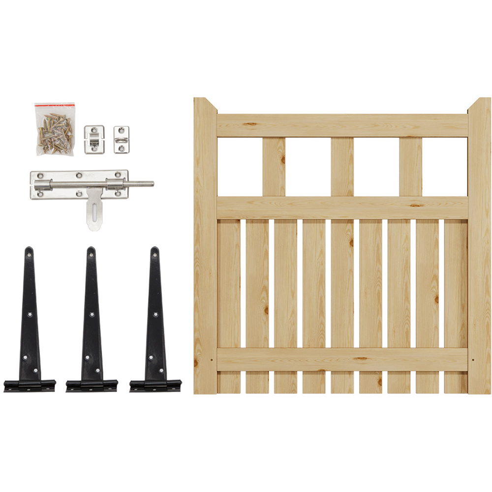 Outdoor Minimalist Nature Wooden Straight-Corner Garden Fence Door, 90 x 90 x 2.5cm Image 5