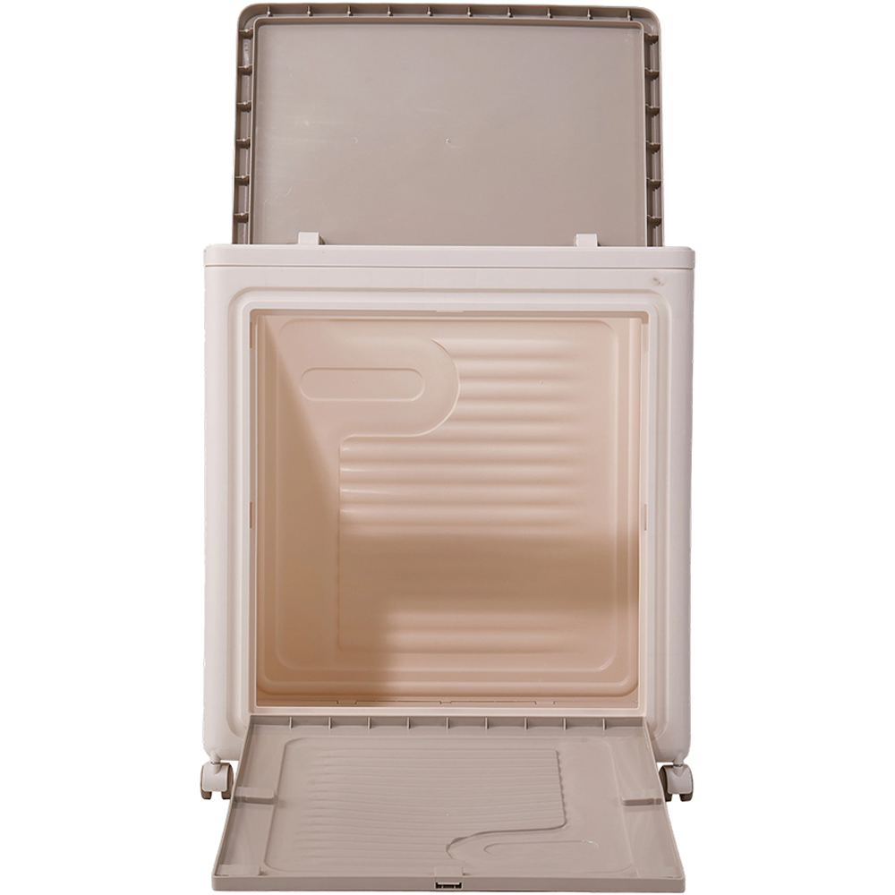 Living and Home 120L Cream Foldable Storage Box with Wheels and Lid Image 2