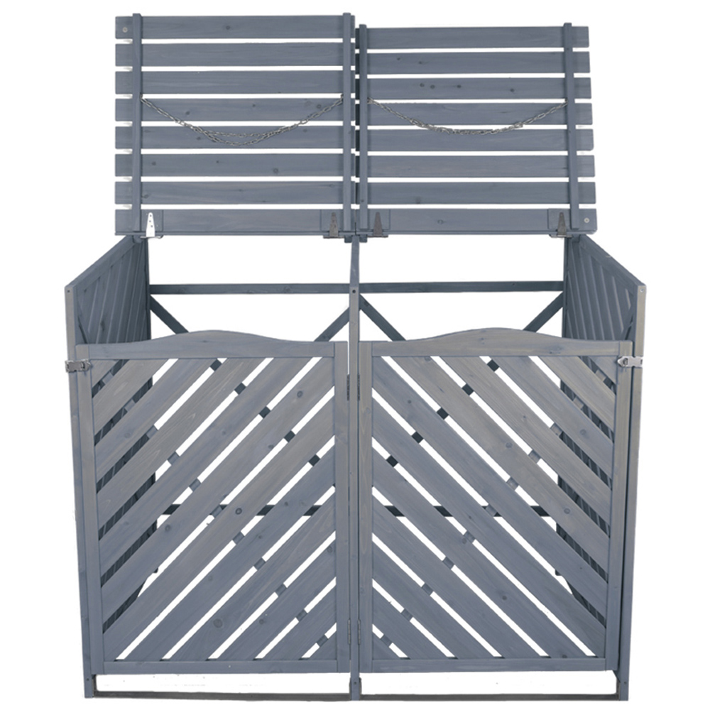 Jack Stonehouse Grey Double Wheelie Wooden Bin Storage Image 5