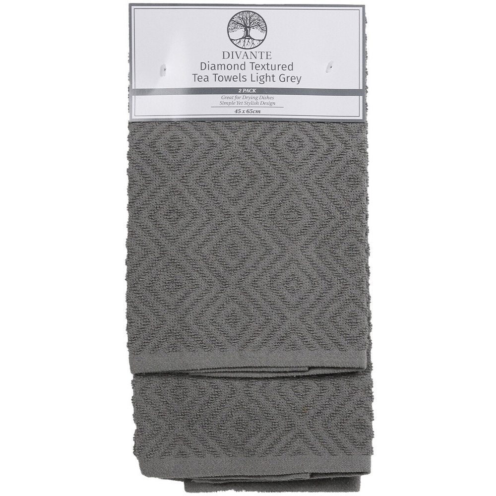 Divante Light Grey Diamond Textured Tea Towel 2 Pack Image