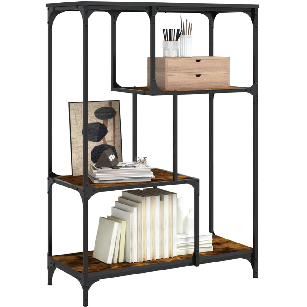 vidaXL 3 Open Shelf Dark Brown Bookshelf Image 5