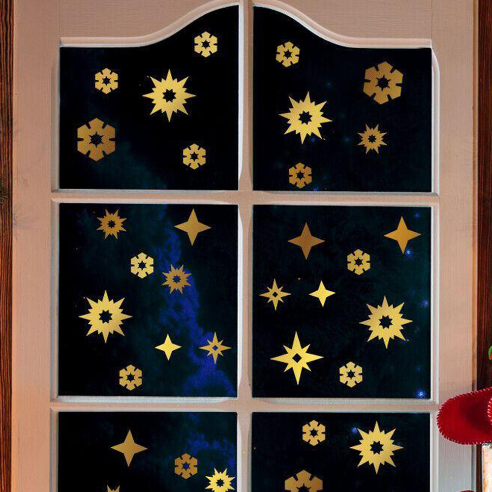 Walplus Gold Christmas Snowflakes Self Adhesive Wall Stickers 60 Piece Image 3