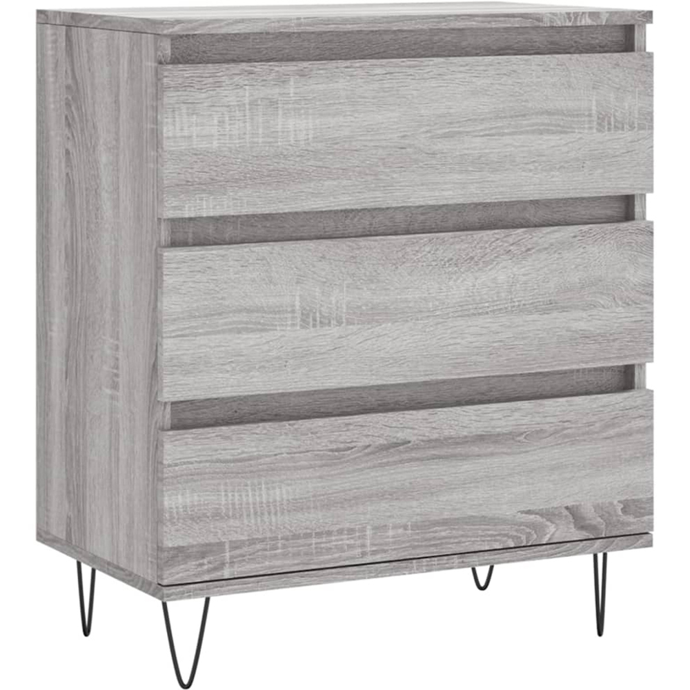 vidaXL 3 Drawer Grey Sonoma Wooden Sideboard Image 2