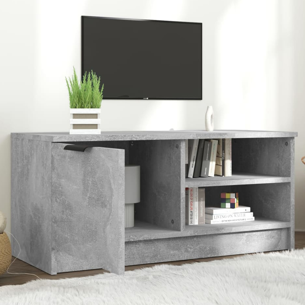 vidaXL Single Door 2 Shelf Concrete Grey TV Cabinet Image 1