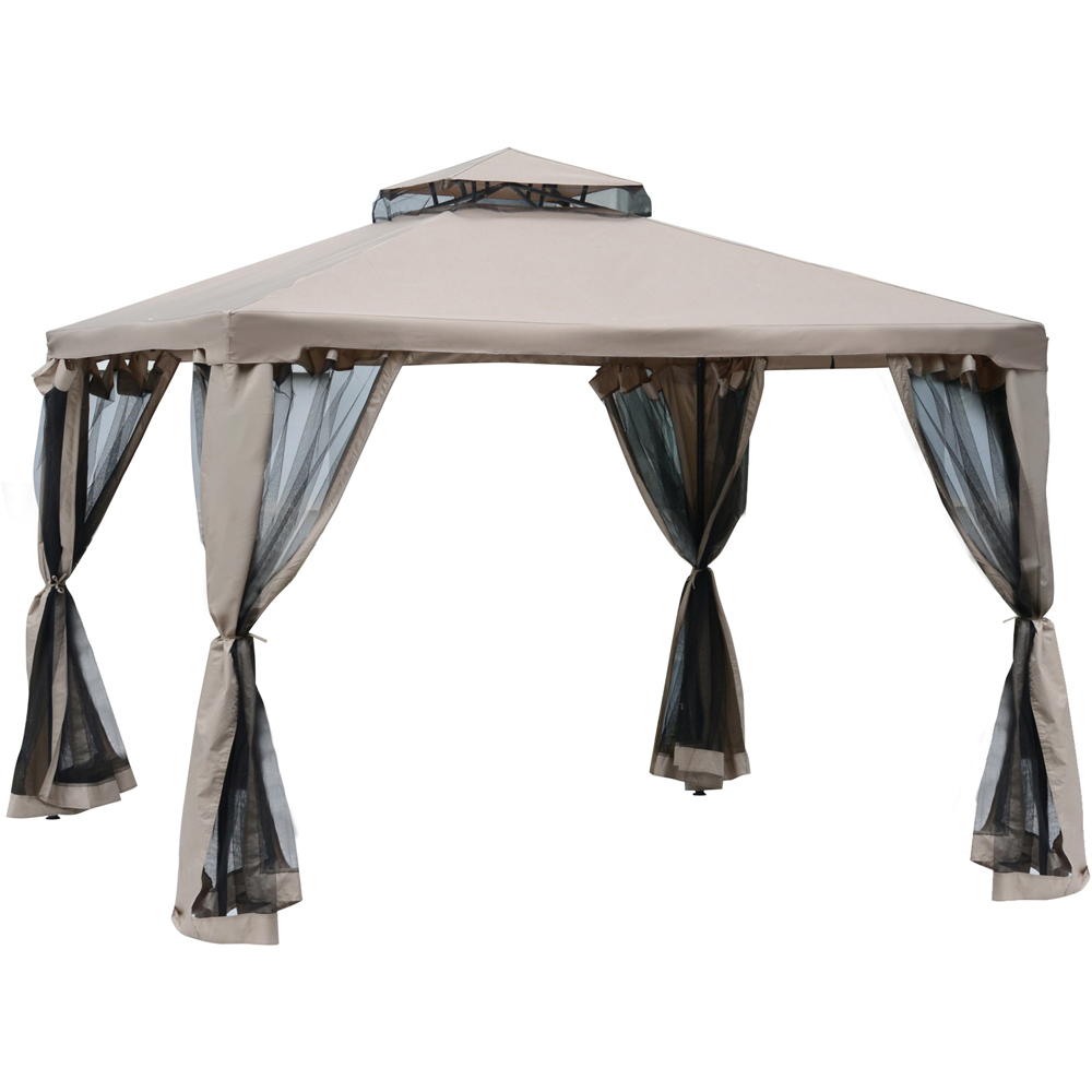 3x3m Gazebo 2-tier Taupe Image 2