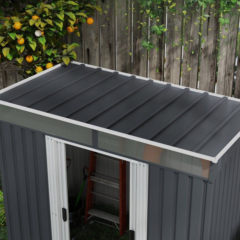 Outsunny 6.5 x 4ft Grey Double Door Storage Metal Shed Image 3