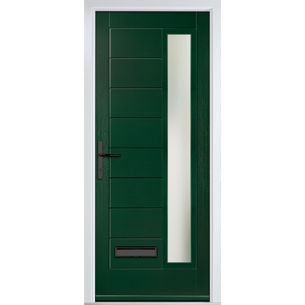 Crystal-Direct Monza Green GRP Clear Glass Right Hand Open Front Door 890 x 2090mm Image 1