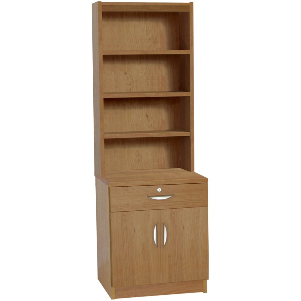 R White Cabinets 2 Door Single Drawer 4 Shelf Brown Cupboard with Hutch Image 2