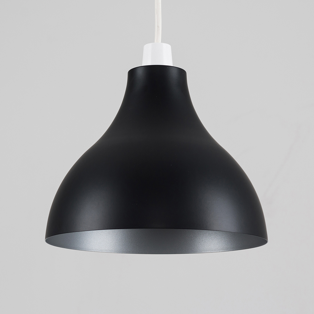 ValueLights Dexter Black and Silver Retro Pendant Shade Image 3