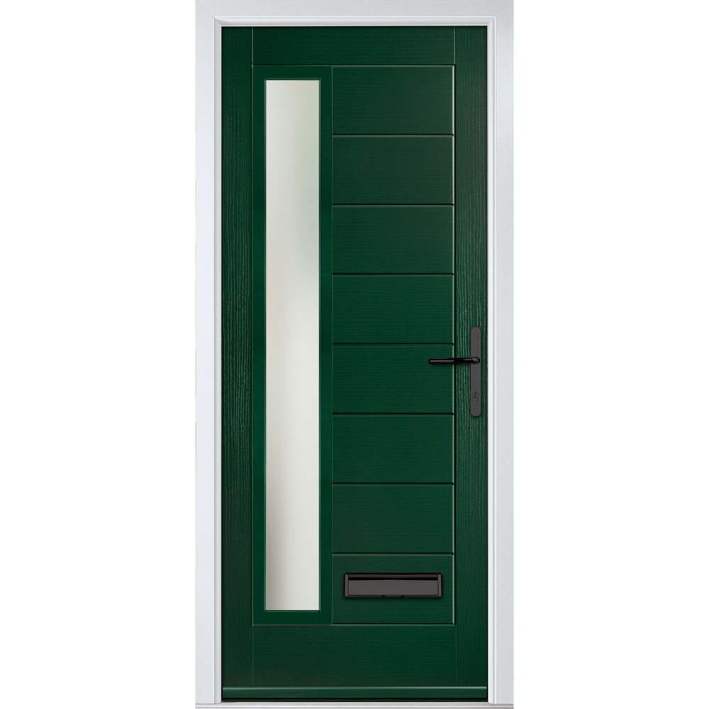 Crystal-Direct Monza Green GRP Clear Glass Left Hand Open Front Door 890 x 2090mm Image 1
