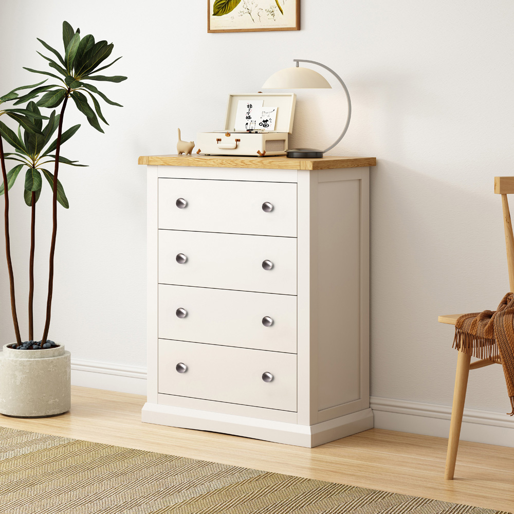 Cabinet Bits Castelli 4 Drawer Off White Chrome Knob Chest of Drawers Image 8