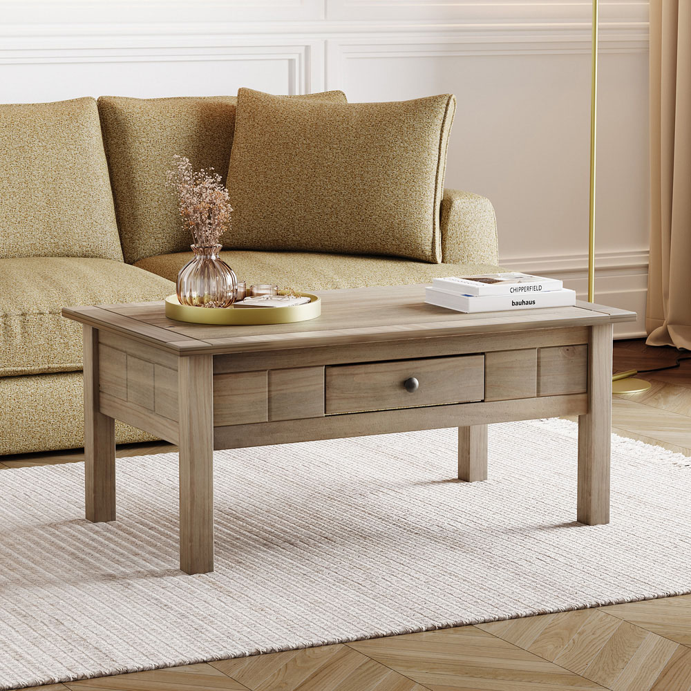 Vida Designs Panama Single Drawer Oak Coffee Table Image 4