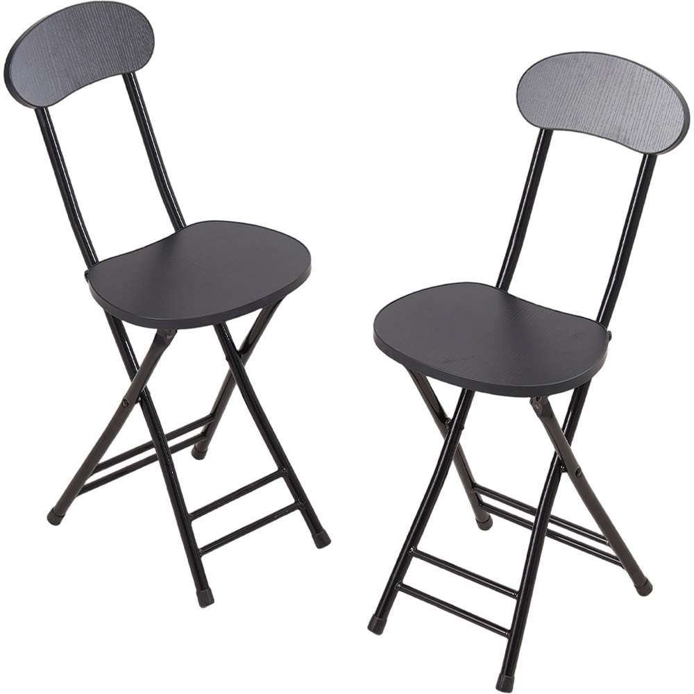 Living and Home Set of 2 Black Portable Foldable Dining Chairs Image 2