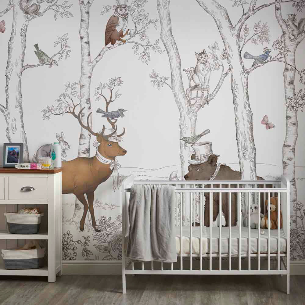 Grandeco Wonderland Forest Childrens Grey Wall Mural Image 5