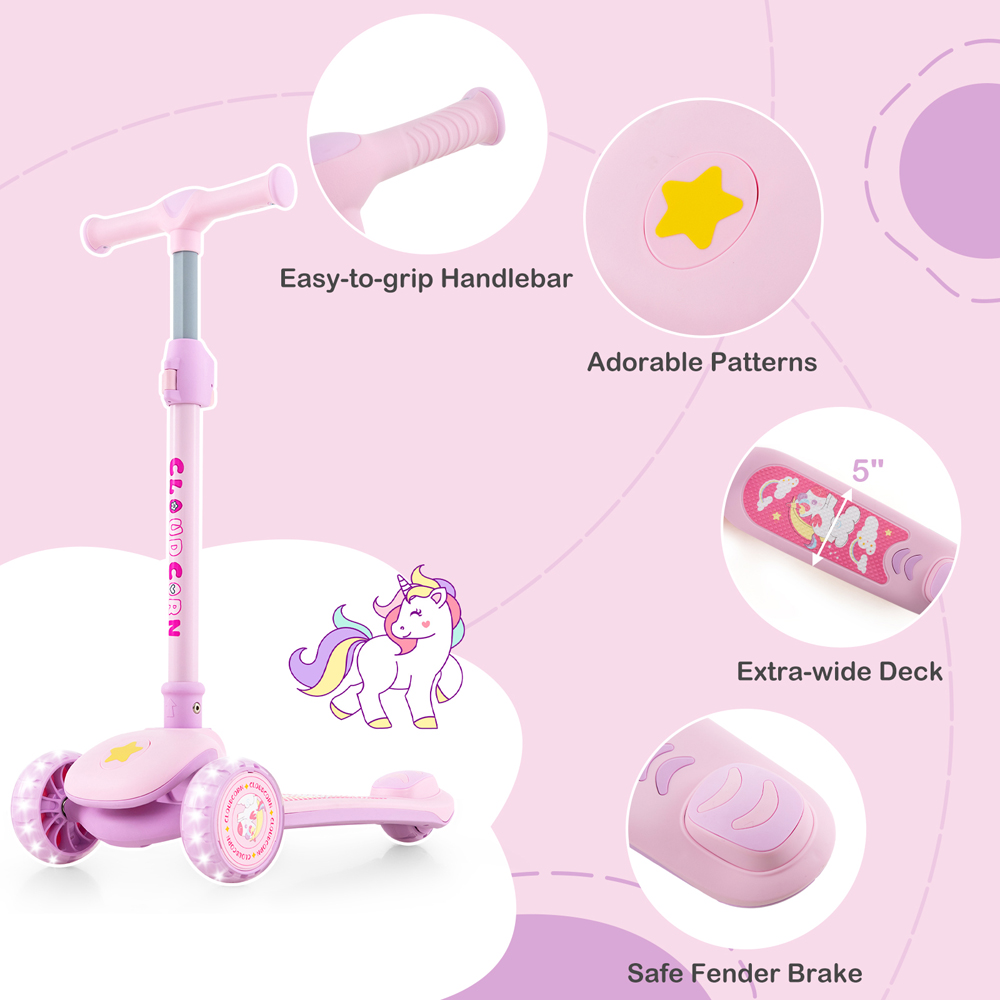 Costway Purple Kick Scooter with Extra Wide Deck Image 3