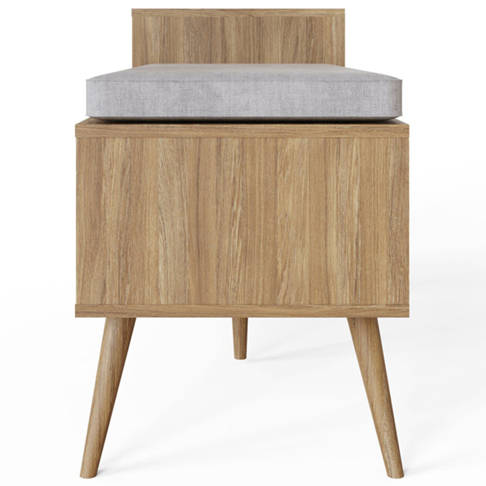 GFW Noor 2 Door Oak Rattan Shoe Cabinet with Cushioned Seat Image 5