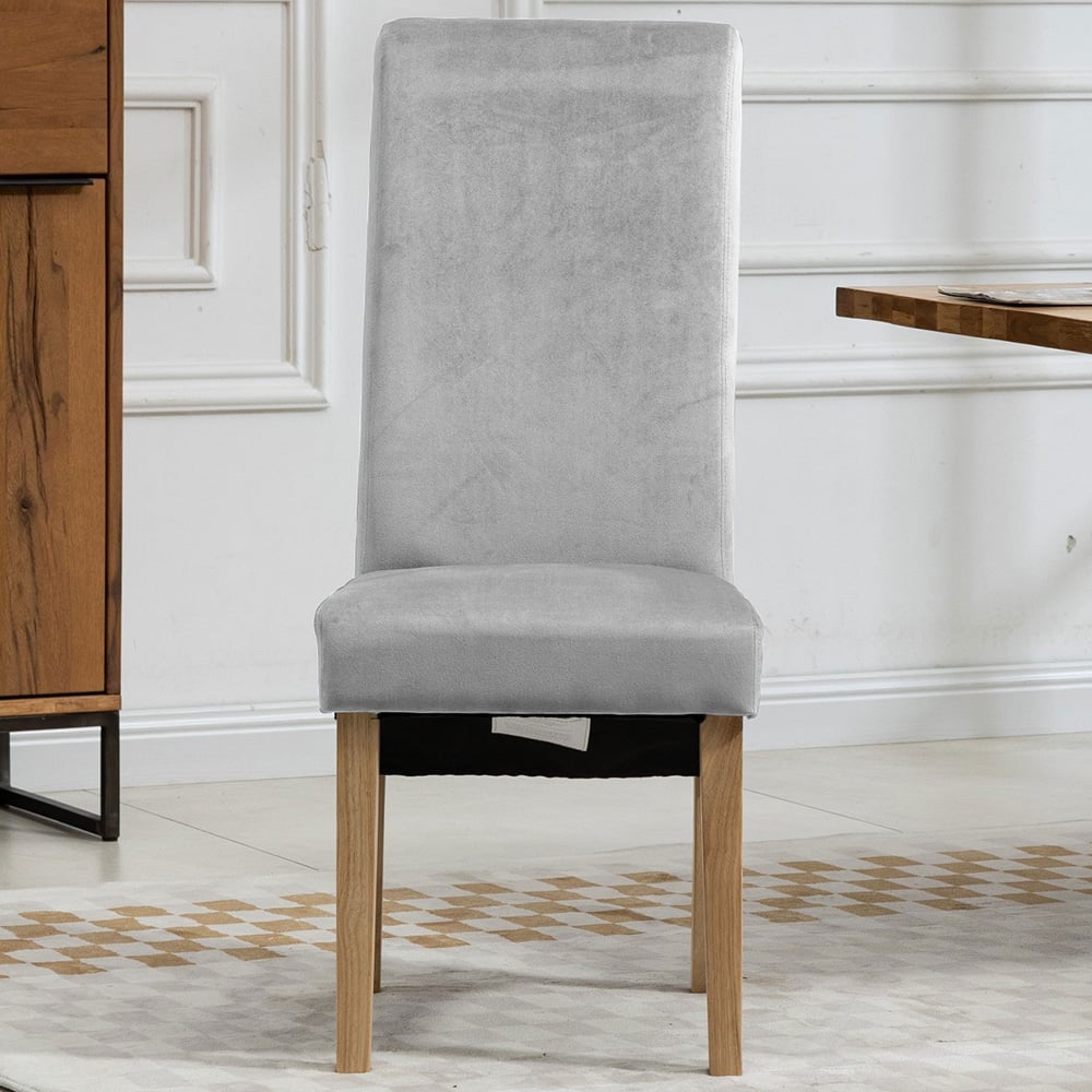 Artemis Home Rimini Set of 2 Silver Velvet Fabric Dining Chairs Image 1