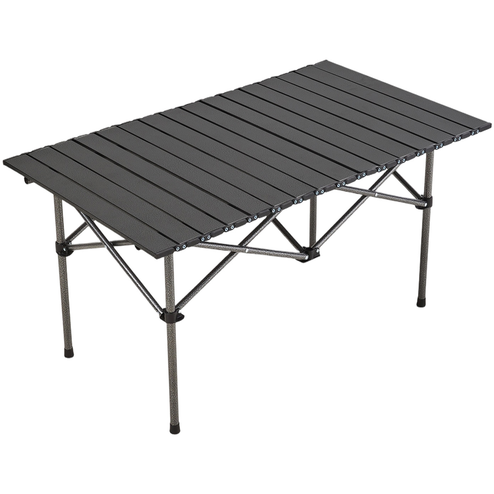 Living and Home 6 Seater 120cm Black Foldable Camping Table and Chair Set Image 3