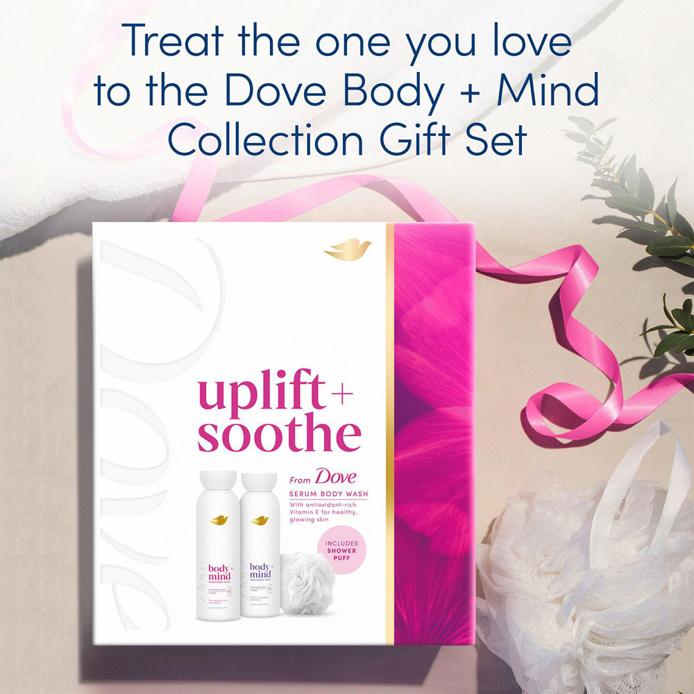 Dove Uplift+Soothe Body+Mind Gift Set with Shower Puff 3 Pack Image 7