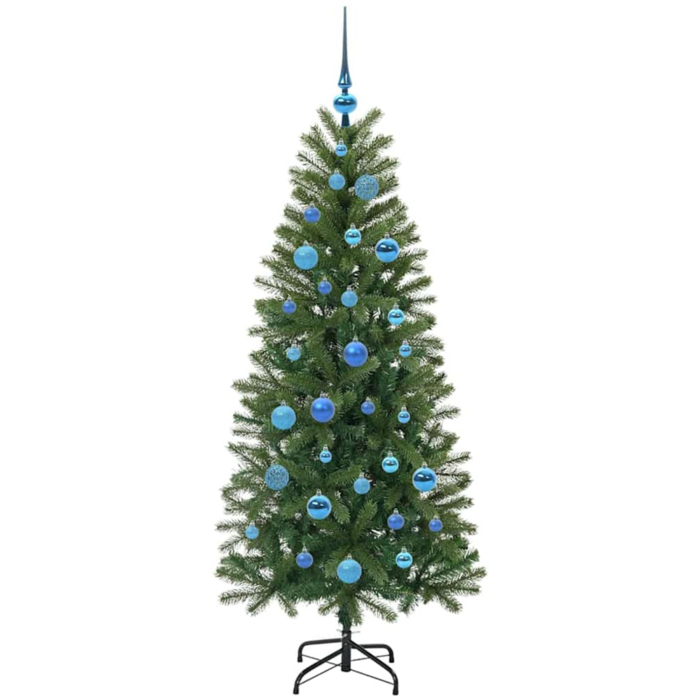 vidaXL Pre-Lit Blue Baubles Green Artificial Christmas Tree 5ft Image 4
