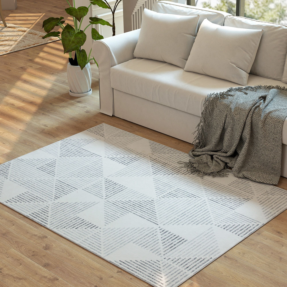 HOMCOM Grey Geometric Non Slip Rug 120 x 170cm Image 3