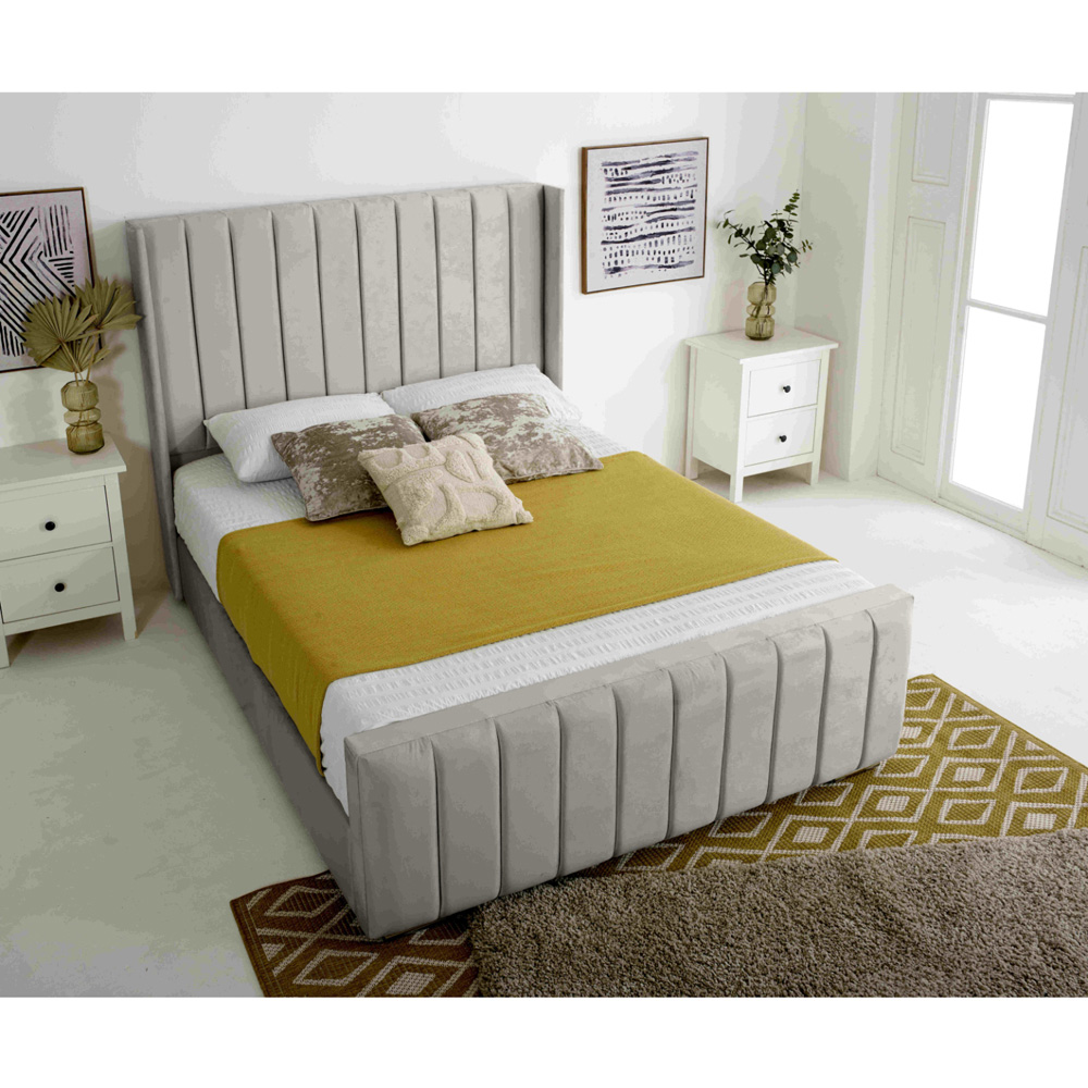 Eleganza Majestique Single Silver Plush Velvet Bed Frame Image 3