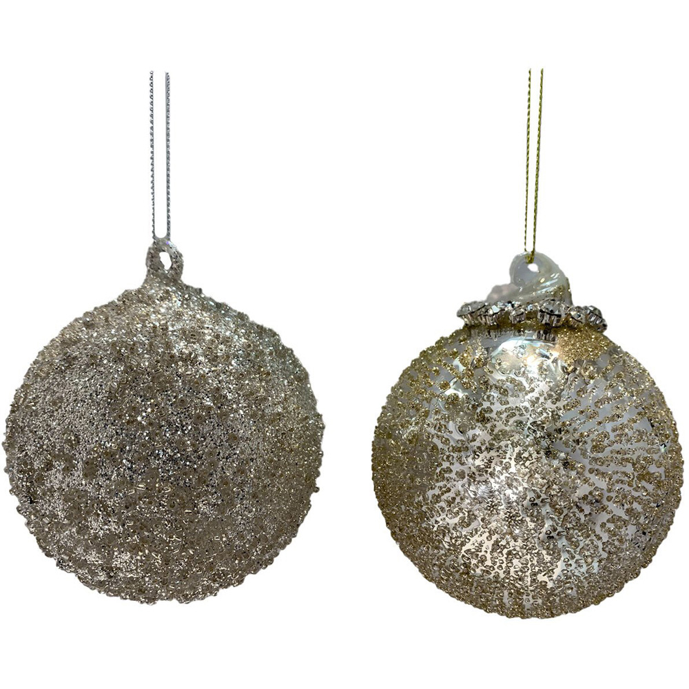 Single Chic Noir Gold Glittered Glass Bauble in Assorted styles Image