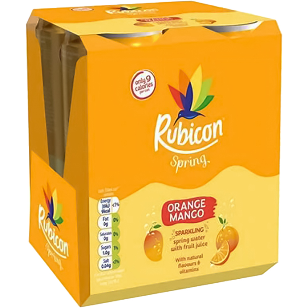 Rubicon Spring Orange and Mango Sparkling Spring Water 4 x 330ml Image