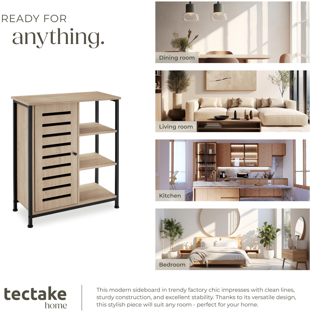 Tectake Runcorn Single Door 3 Shelf Sonoma Oak sideboard Image 7