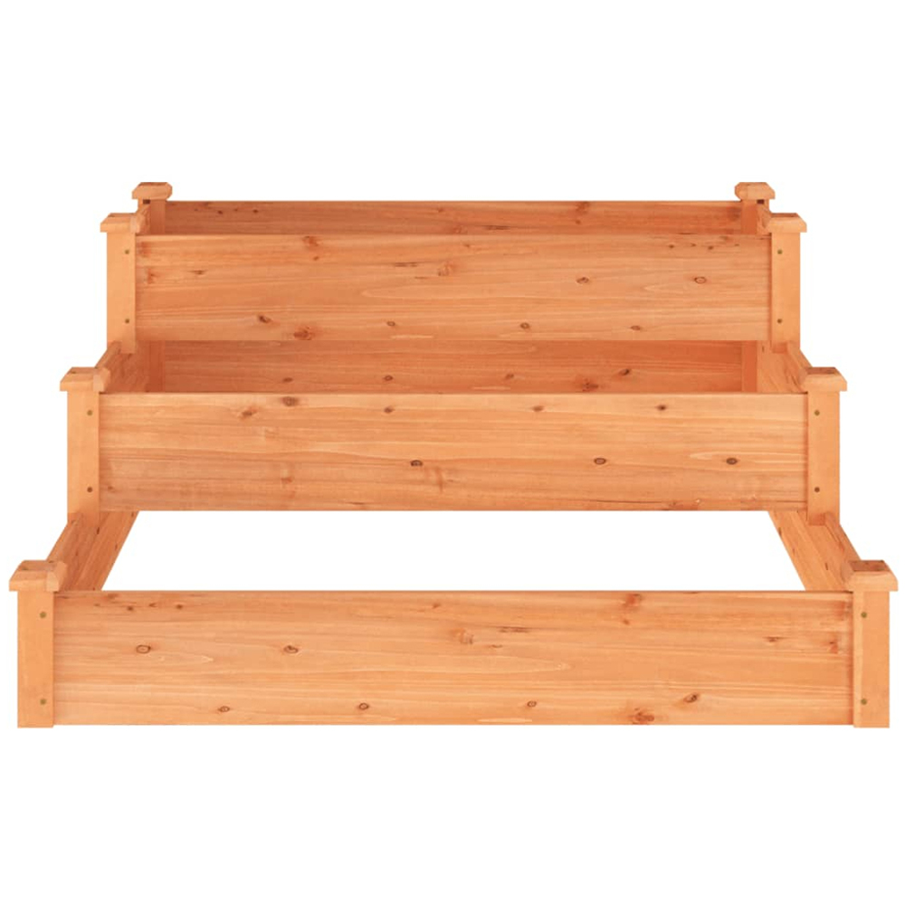 vidaXL 3-Tier Brown Solid Fir Wood Raised Garden Bed 56 x 120 x 120cm Image 3