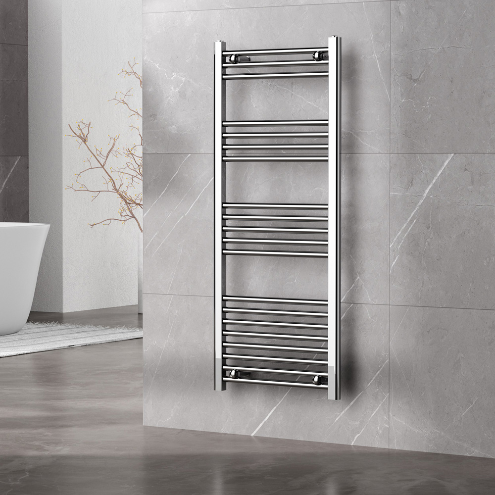Go Bathrooms Nola Chrome Heated Towel Rail 1200 x 500mm Image 2