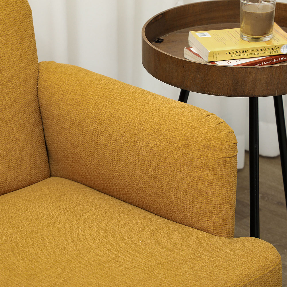 HOMCOM 2 Seater Yellow Velvet Thick Padding Sofa Image 3