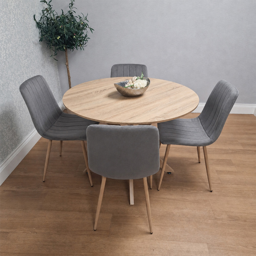 Kosy Koala 4 Seater Wood Effect Round Dining Set Grey Image 6