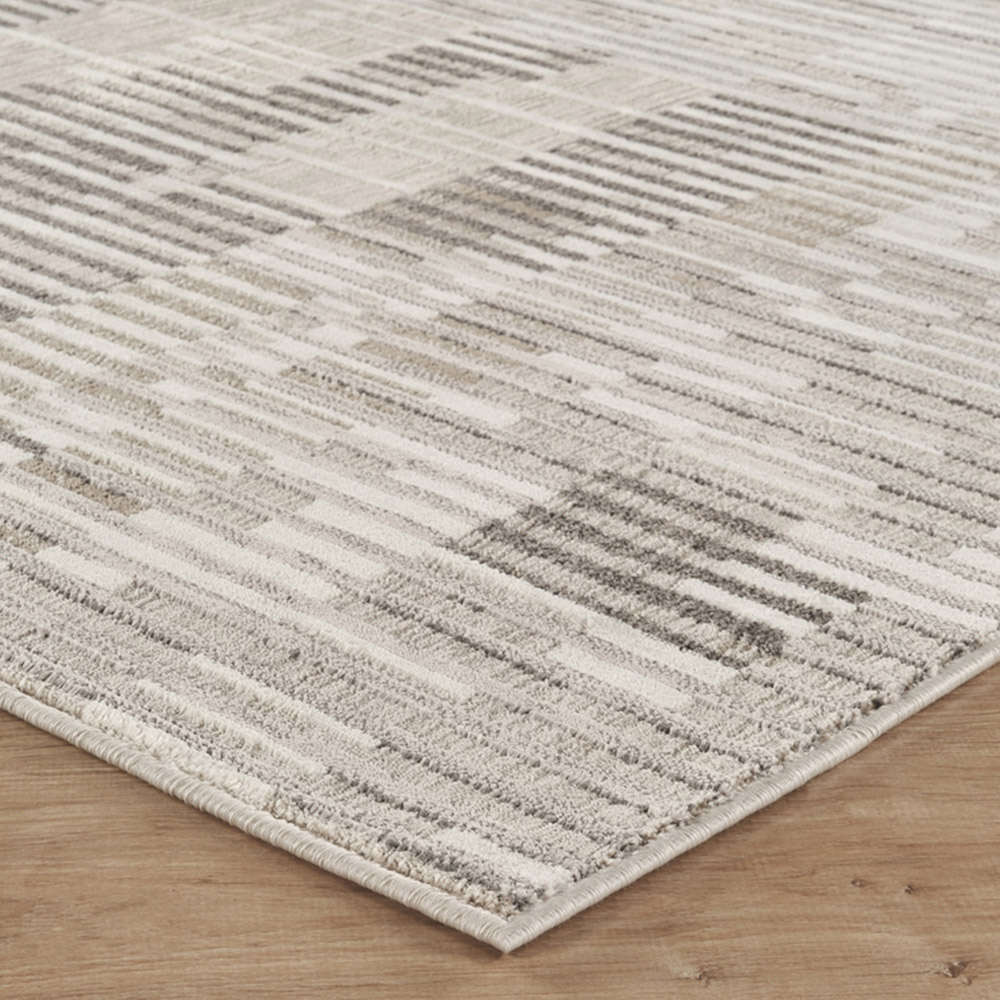 Mayfair Living Room Area Rug Metallic Sheen Contemporary Modern Matrix Design - Stone 160cm x 230cm Image 4