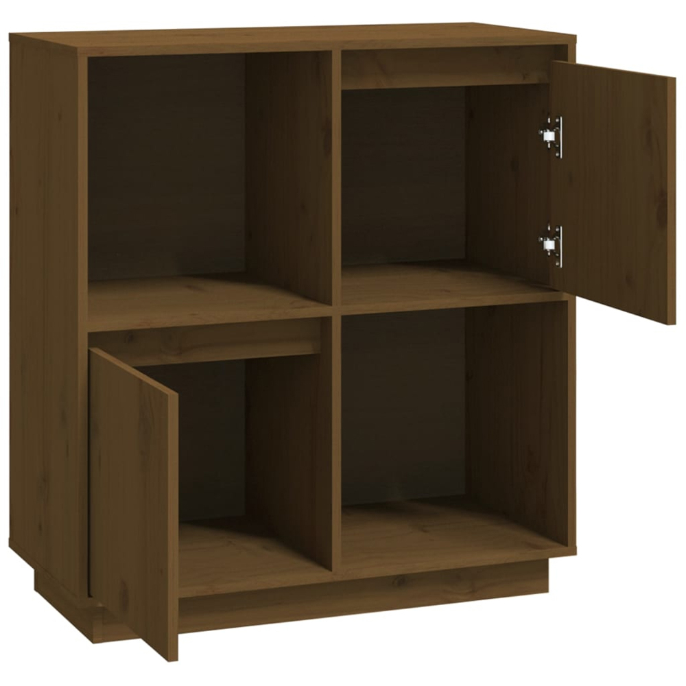 vidaXL 2 Door 2 Shelf Honey Brown Pine Wood Sideboard Image 5