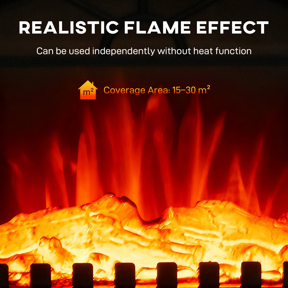 HOMCOM Black 2 Heat Setting Portable Fireplace with Adjustable Thermostat Image 8