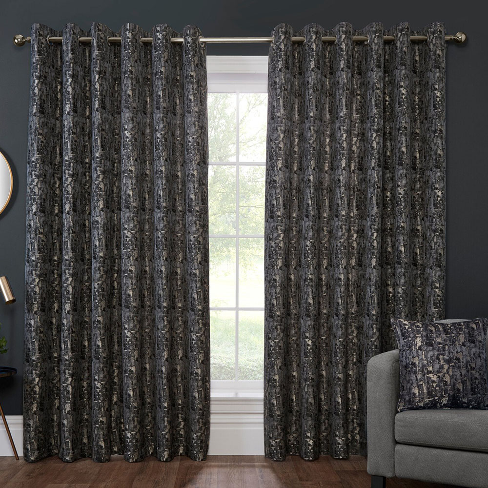 Aster Blackout Eyelet CurtainCharcoal168cm229cm Image 1