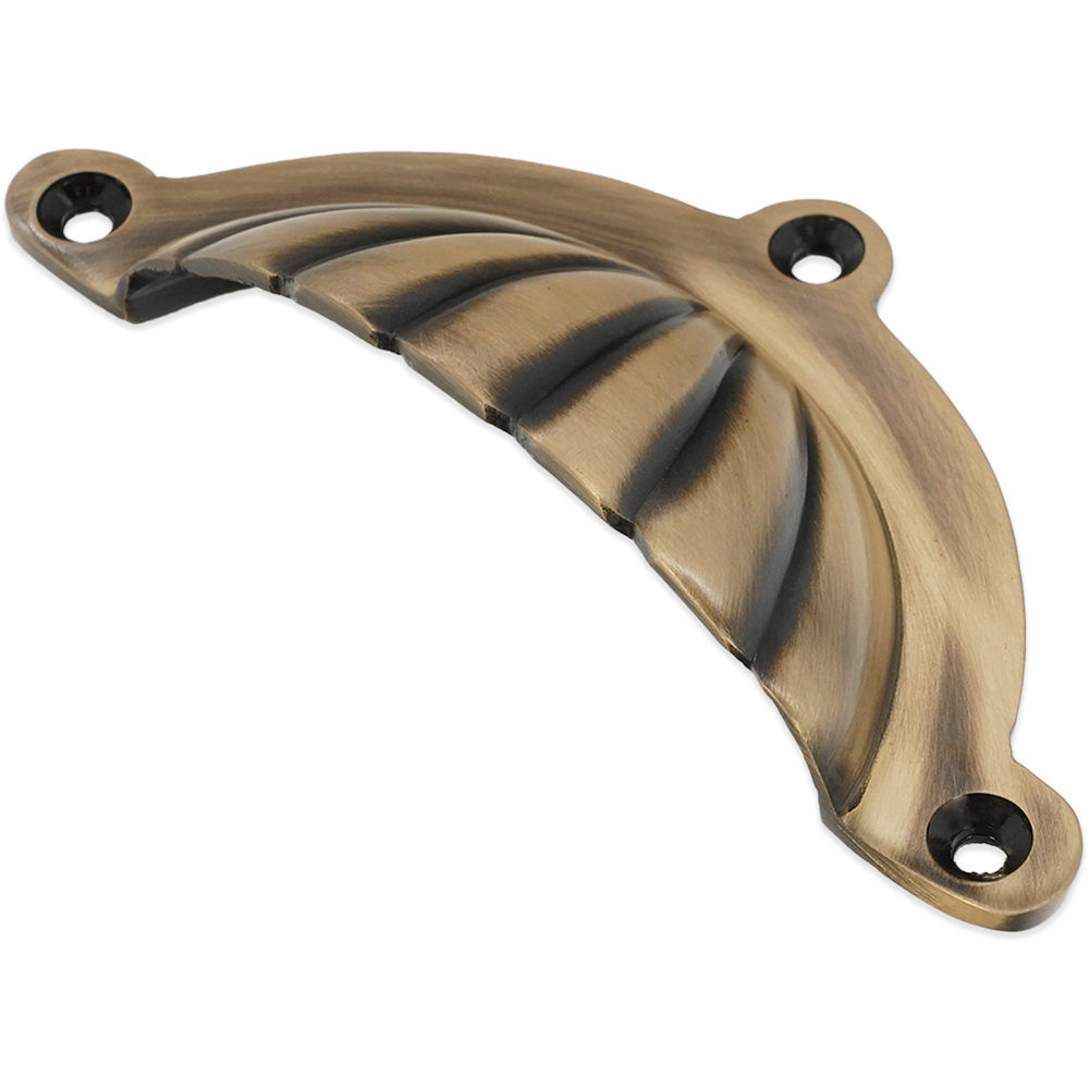 Spira Brass Shell Antique Brass Cup Pull Drawer Handle Image 3