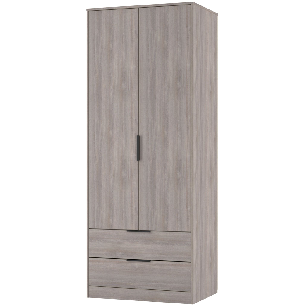 Crowndale Hong Kong 2 Door 2 Drawer Grey Oak Tall Wardrobe Ready Assembled Image 4