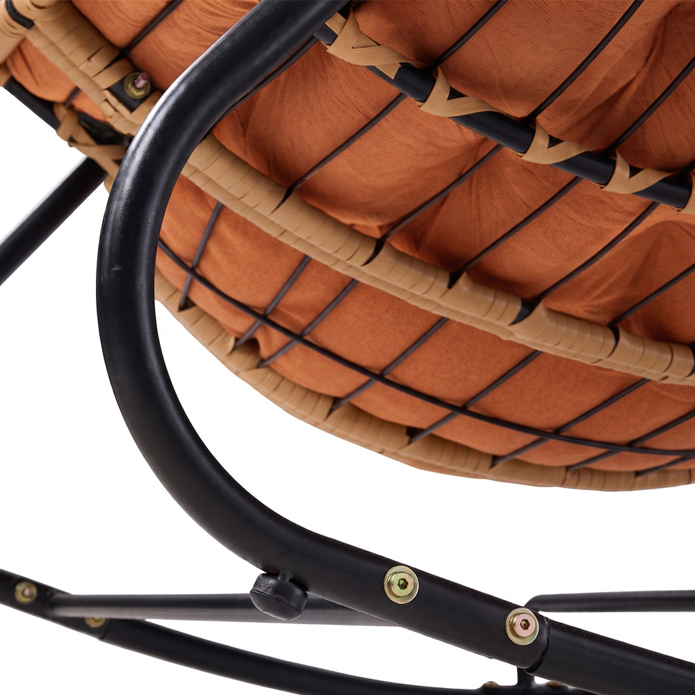 Living and Home Orange Cushion PE Rattan Rocking Chair Image 6