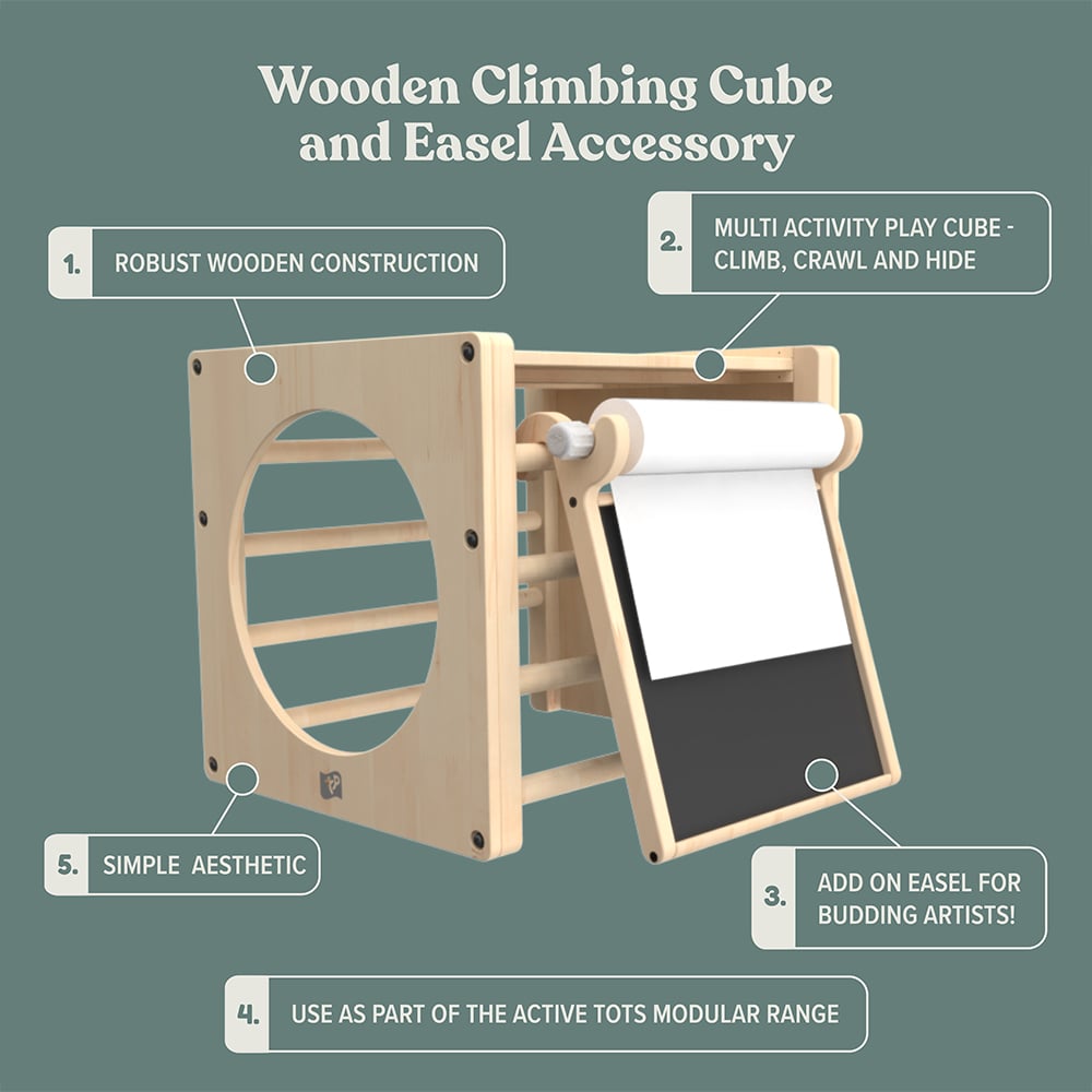 Active Tots Wooden Climbing Cube with Easel Accessory Image 6