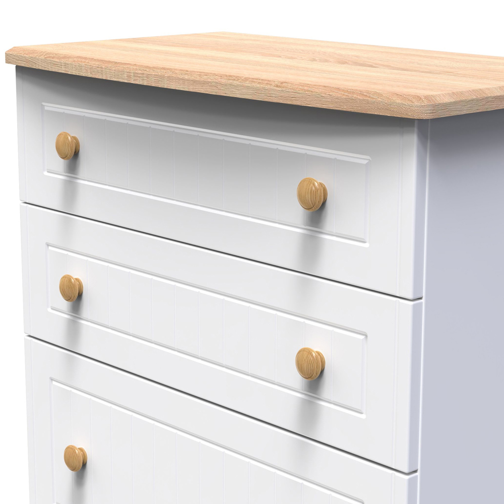 Crowndale Warwick 4 Drawer White Ash and Oak Deep Chest of Drawers Image 5