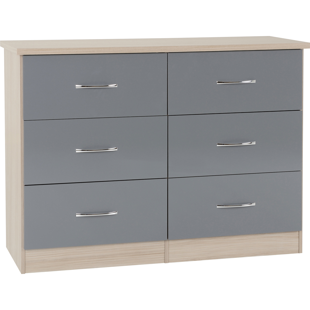 Seconique Nevada 6 Drawer Grey and Light Oak Effect Chest of Drawers Image 5